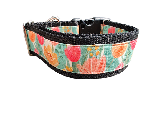 1.5" Wide Tulips Nylon Dog Collar