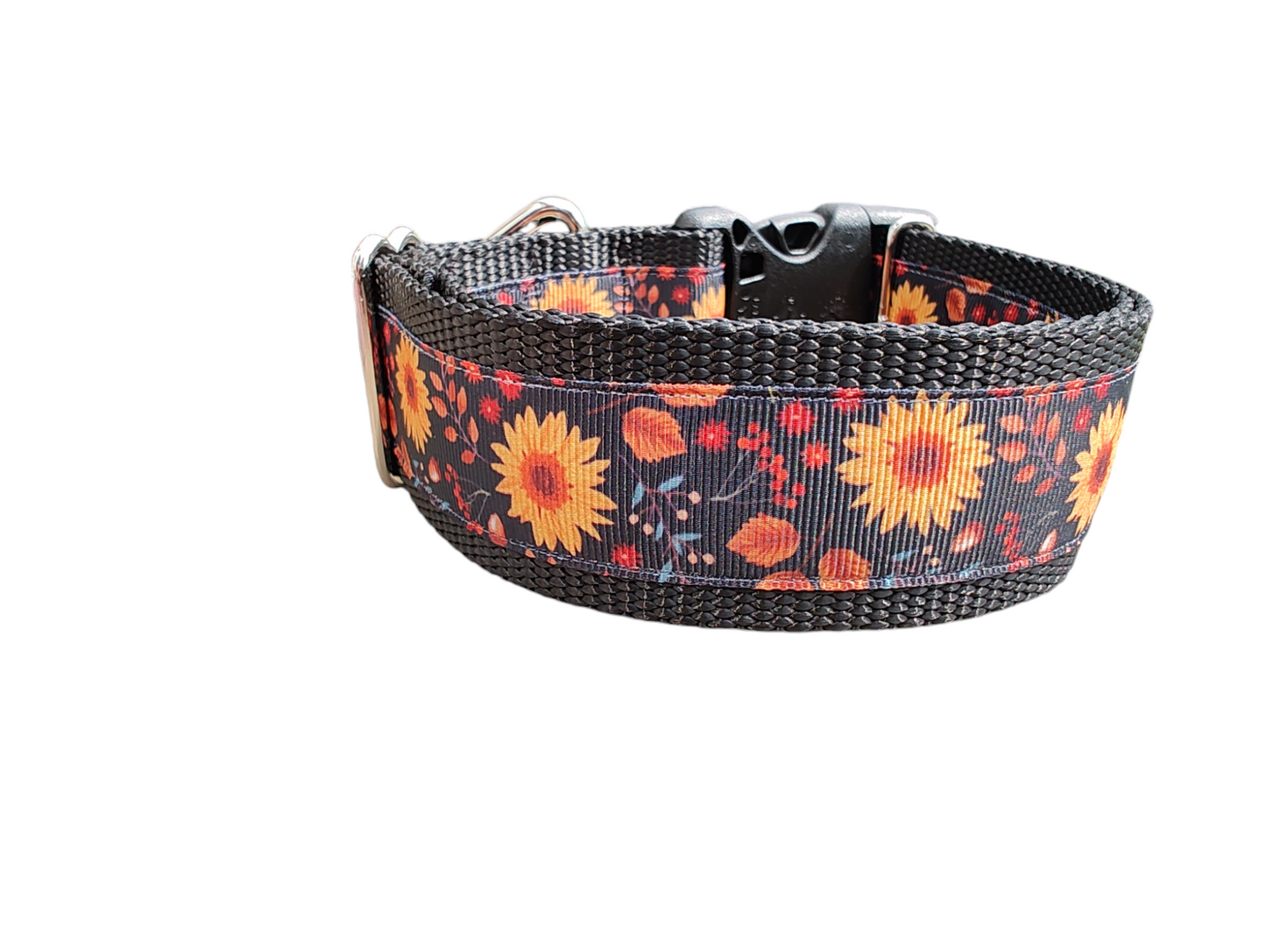 1.5" Wide Fall Flowers Nylon Dog Collar