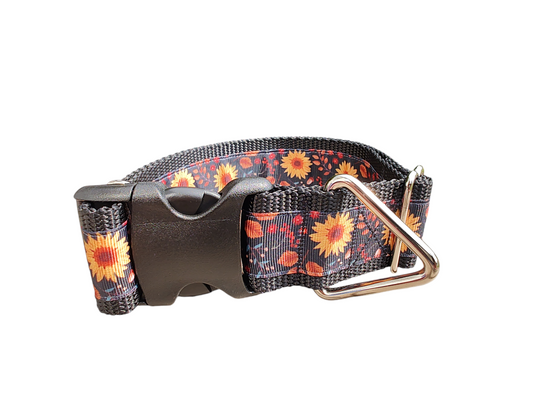 1.5" Wide Fall Flowers Nylon Dog Collar