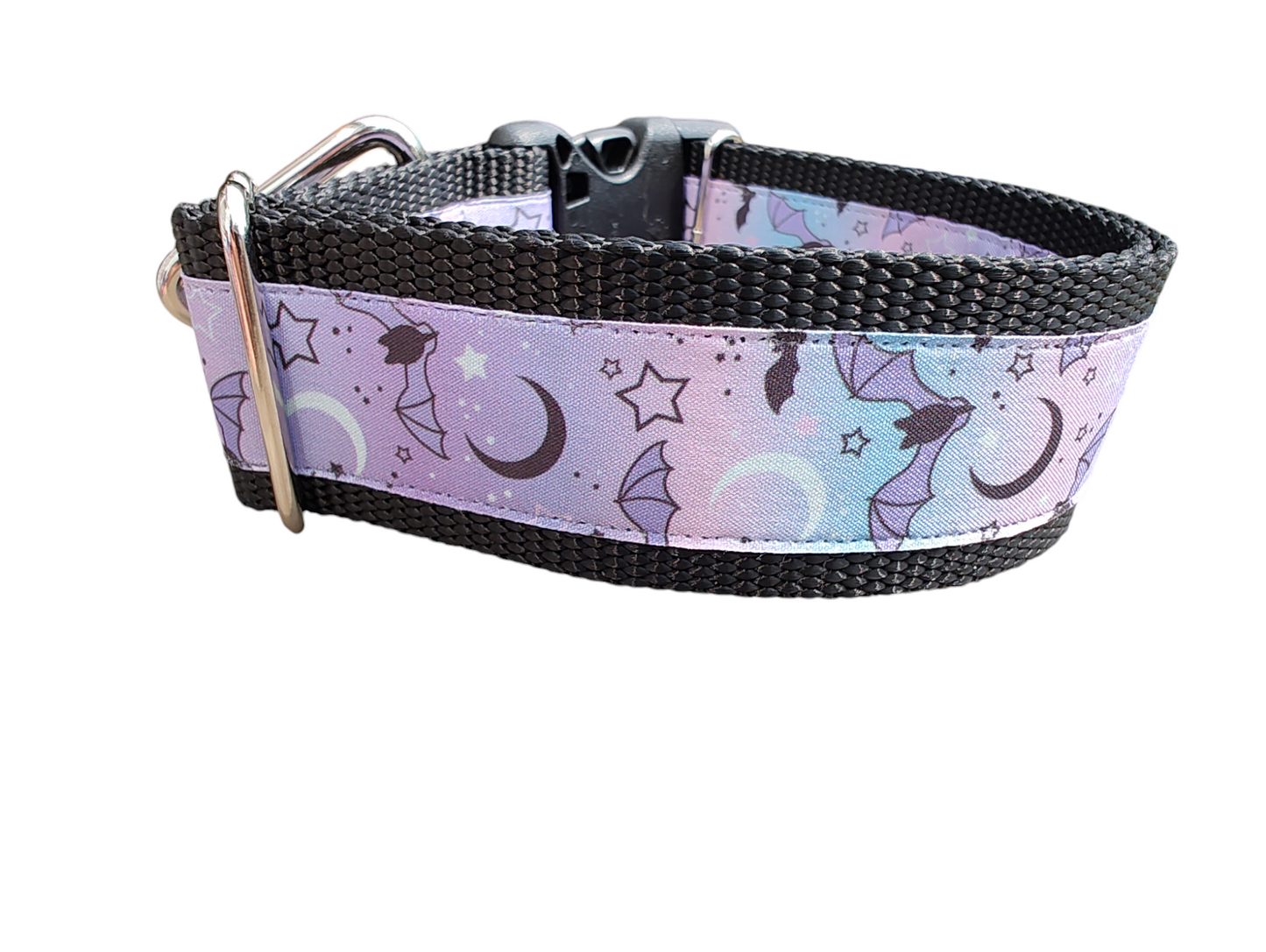 1.5" Wide Halloween Purple Bats Nylon Dog Collar