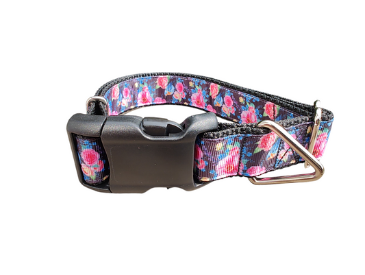 Flowers and Bluebirds Nylon Dog Collar