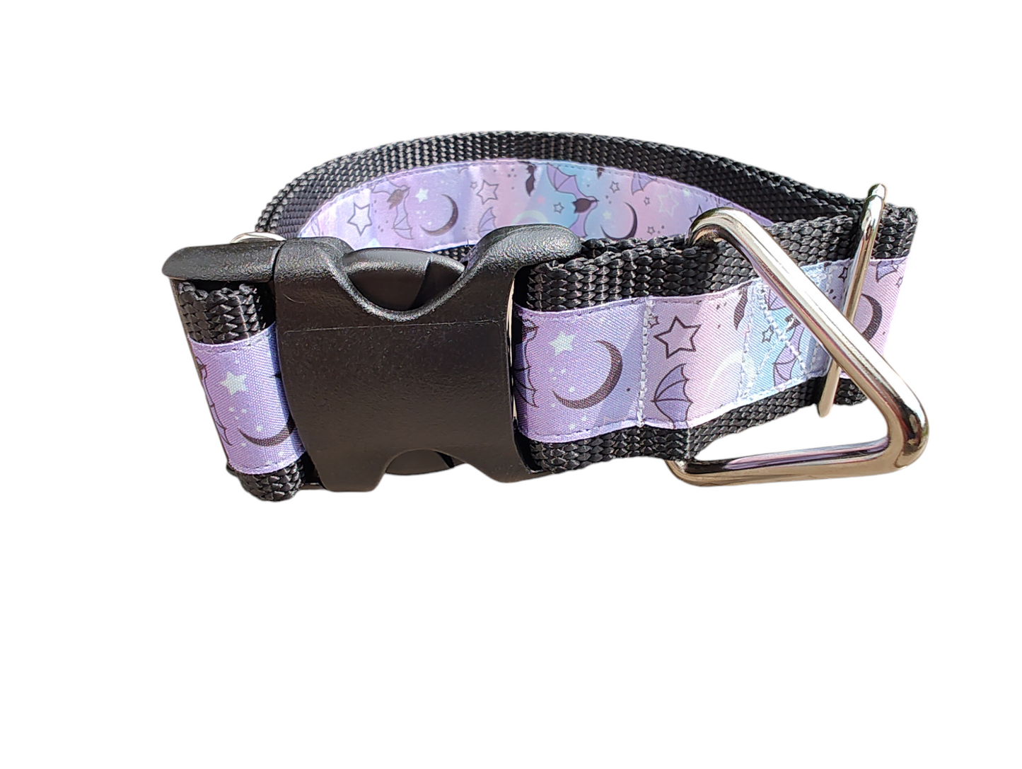 1.5" Wide Halloween Purple Bats Nylon Dog Collar