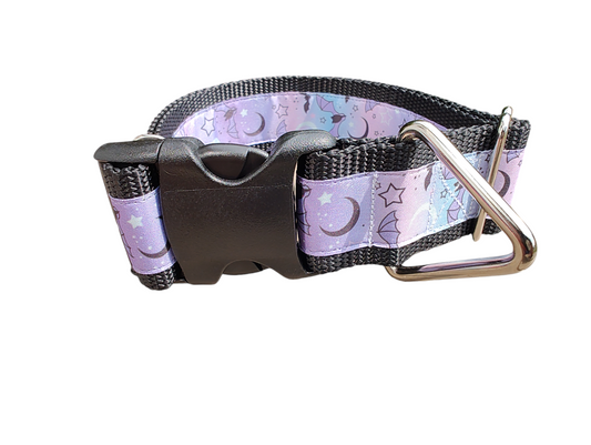 1.5" Wide Halloween Purple Bats Nylon Dog Collar