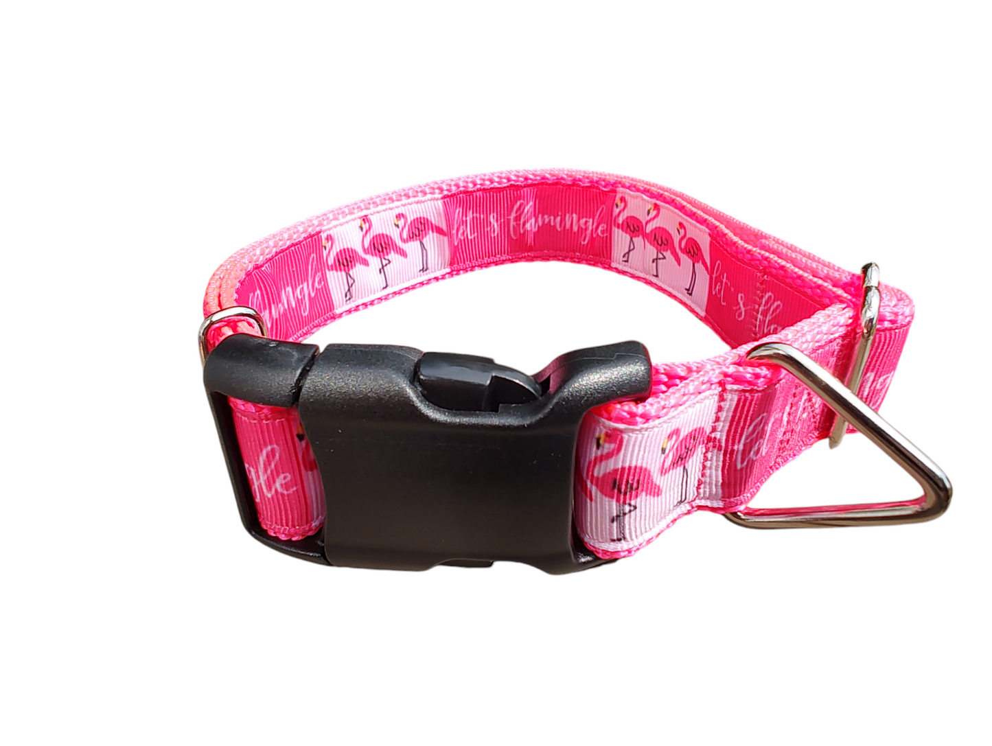 Let's Flamingle Flamingo Nylon Dog Collar