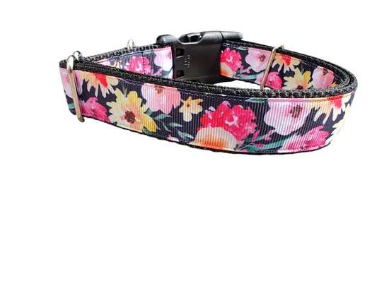 Painted Flowers Nylon Dog Collar