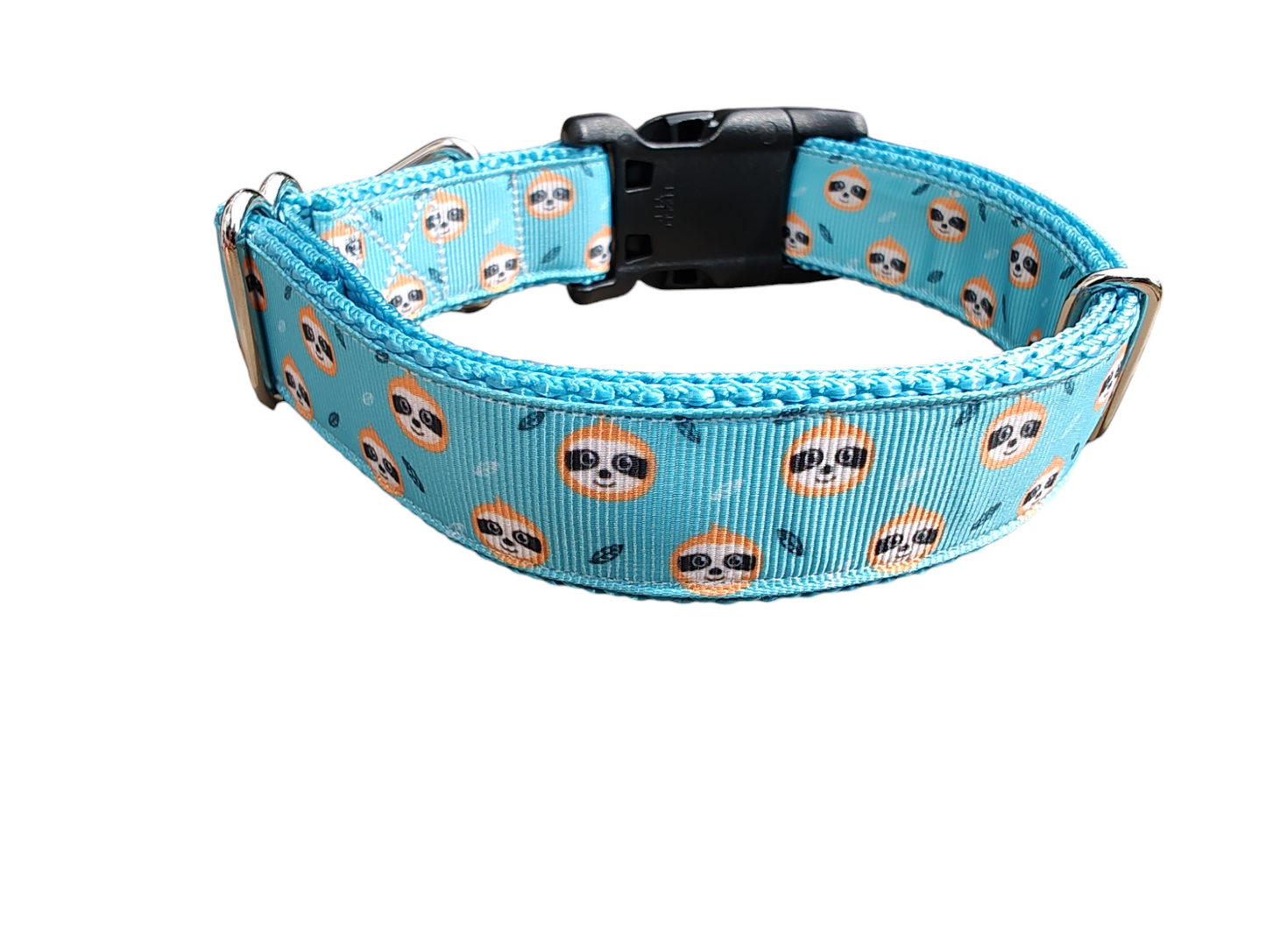 Blue Sloth Nylon Dog Collar