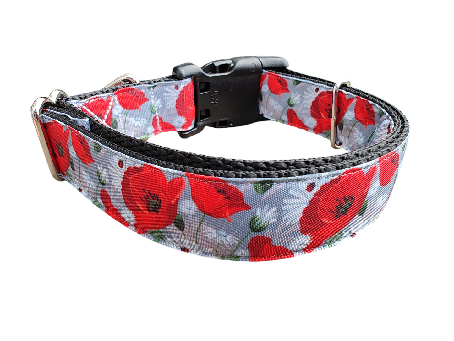 Poppies and Daisies Nylon Dog Collar