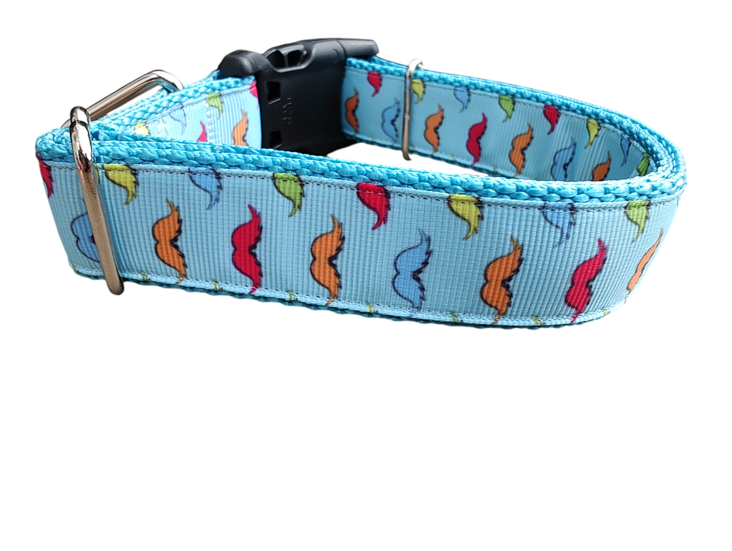 Rainbow Mustaches Nylon Dog Collar