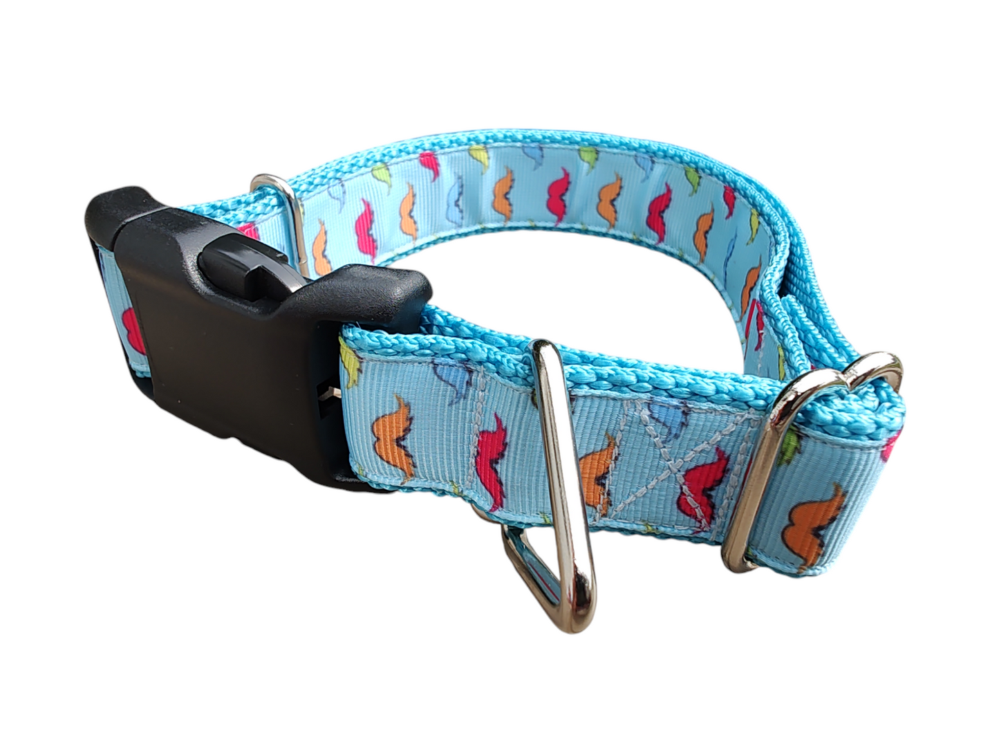 Rainbow Mustaches Nylon Dog Collar