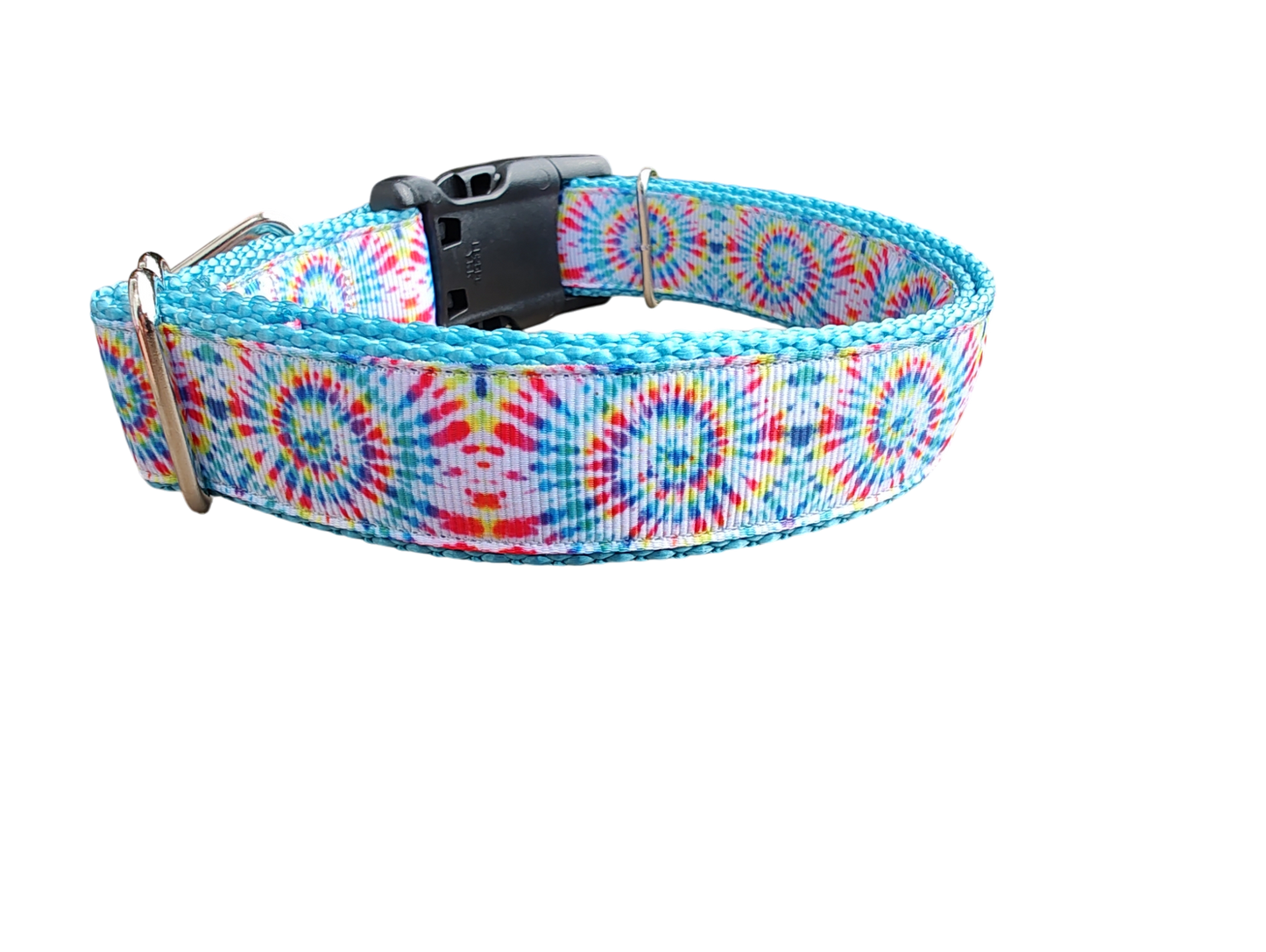 Light Rainbow Tie Dye Nylon Dog Collar