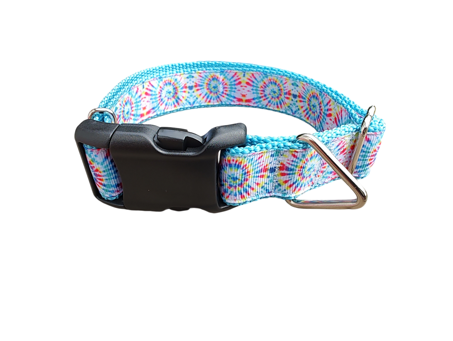 Light Rainbow Tie Dye Nylon Dog Collar