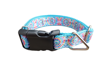 Light Rainbow Tie Dye Nylon Dog Collar