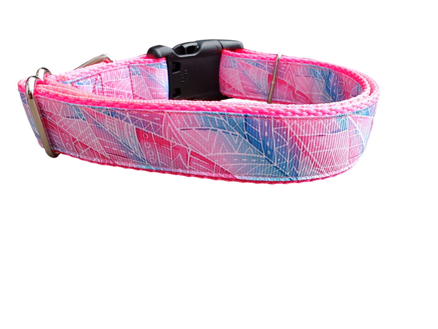 Textured Pink Leaves Nylon Dog Collar