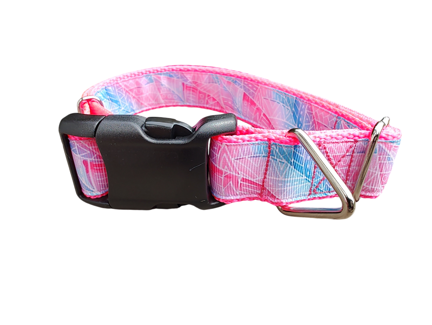 Textured Pink Leaves Nylon Dog Collar