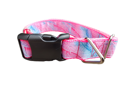 Textured Pink Leaves Nylon Dog Collar