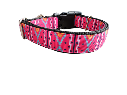 Pink Tribal Nylon Dog Collar