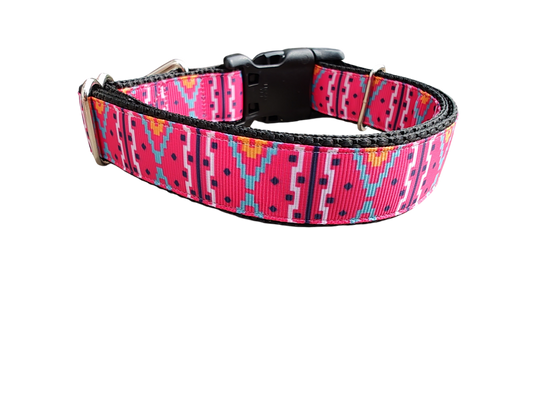 Pink Tribal Nylon Dog Collar