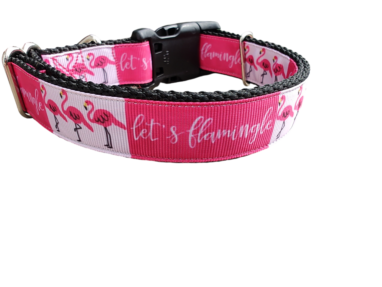 Let's Flamingle Flamingo Nylon Dog Collar