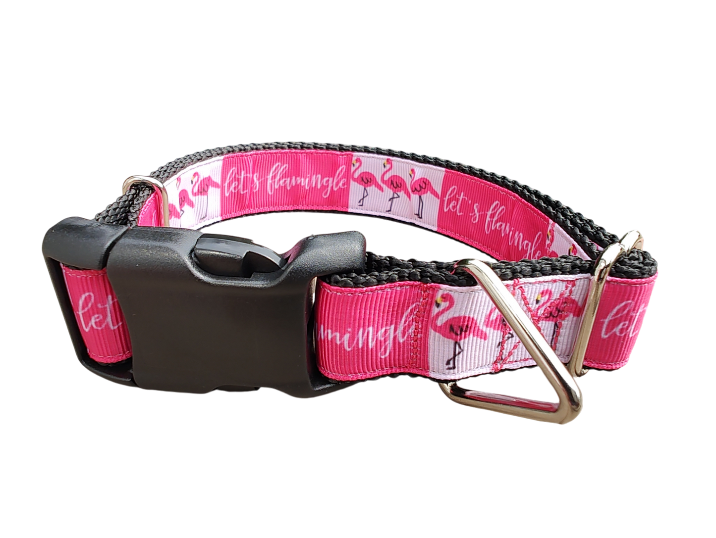 Let's Flamingle Flamingo Nylon Dog Collar