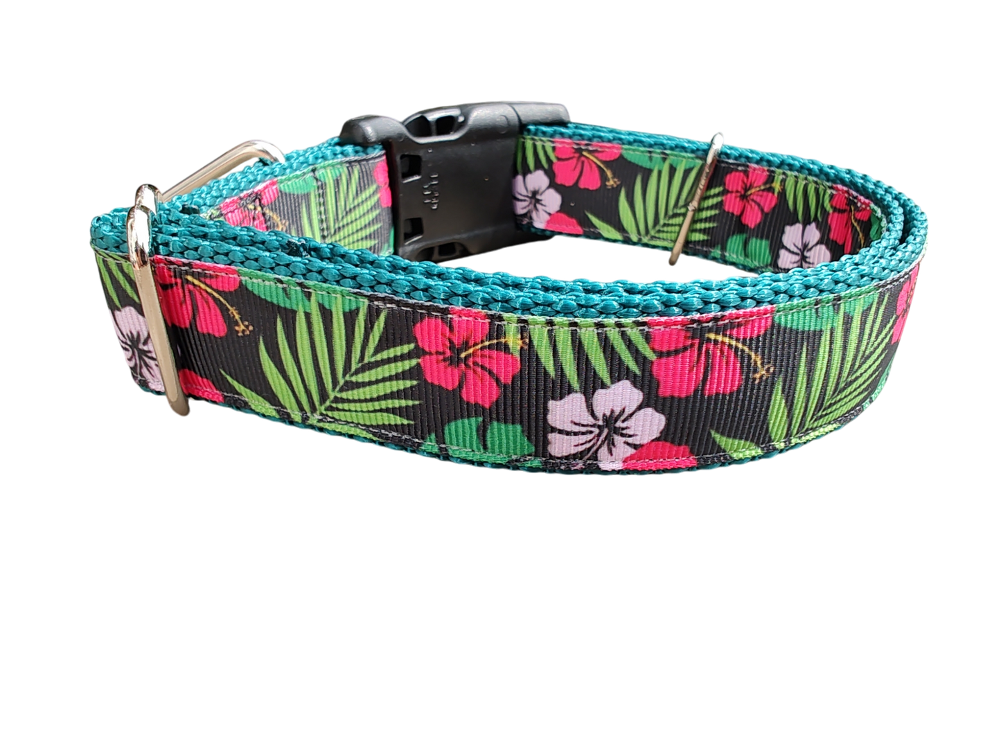 Tropical Flowers Nylon Dog Collar