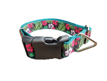 Tropical Flowers Nylon Dog Collar