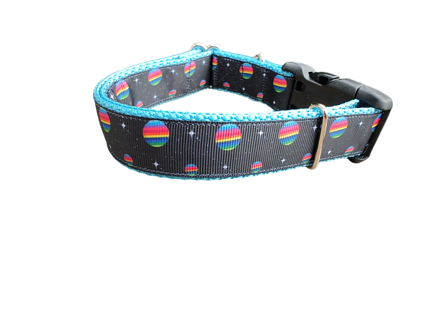 Rainbow Planets Nylon Dog Collar