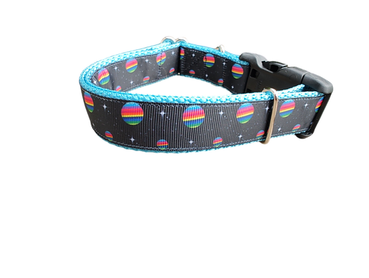 Rainbow Planets Nylon Dog Collar