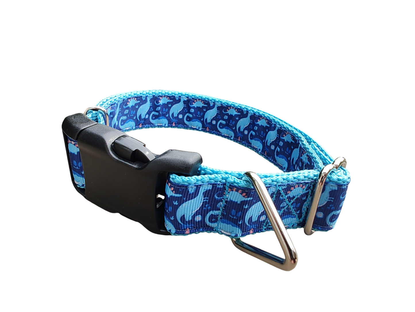 Blue Dinosaur Nylon Dog Collar