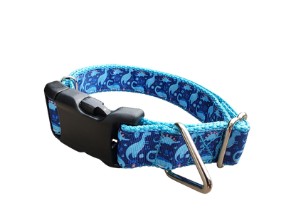 Blue Dinosaur Nylon Dog Collar