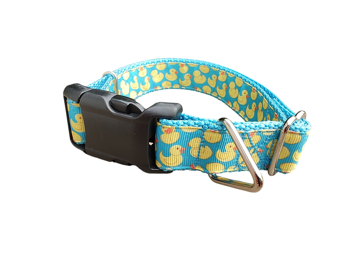 Teal Rubber Duckies Nylon Dog Collar