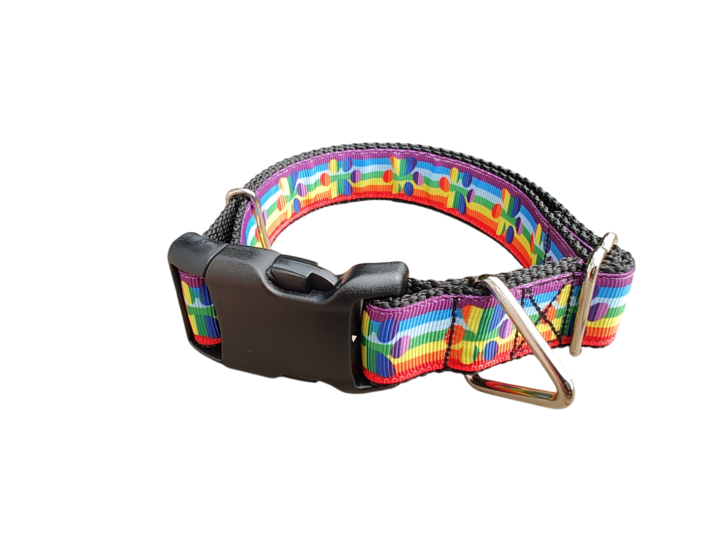 Rainbow Pride Paws Nylon Dog Collar