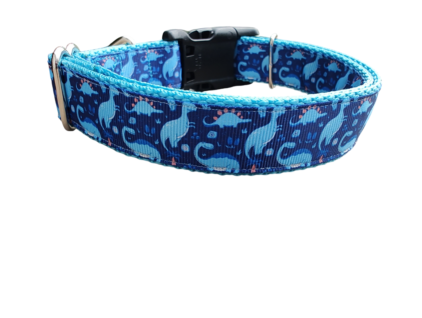 Blue Dinosaur Nylon Dog Collar