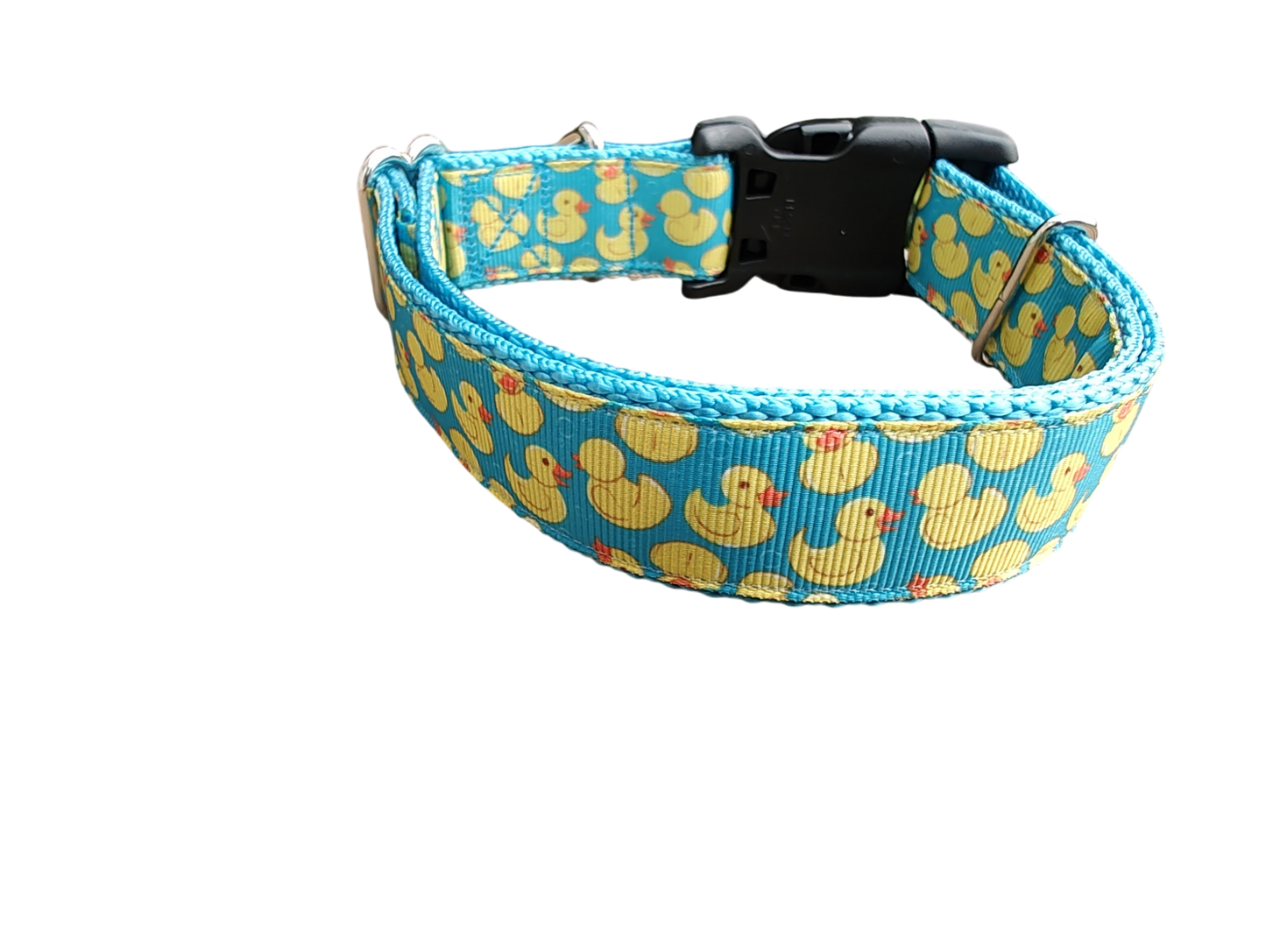 Teal Rubber Duckies Nylon Dog Collar