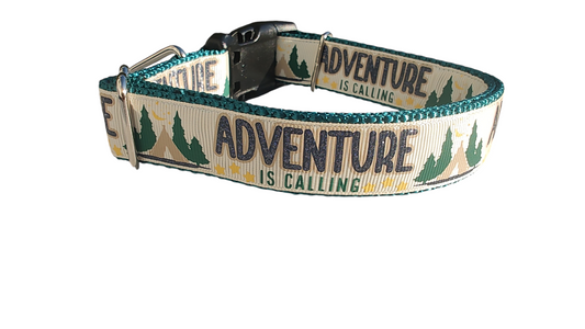 Adventure Is Calling Glitter Nylon Dog Collar