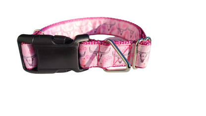 Pink Western Longhorn Nylon Dog Collar