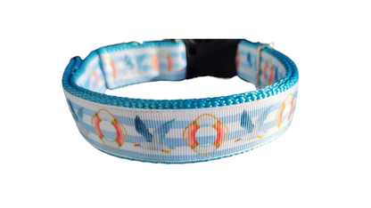 Seagulls and Liferings Nylon Dog Collar