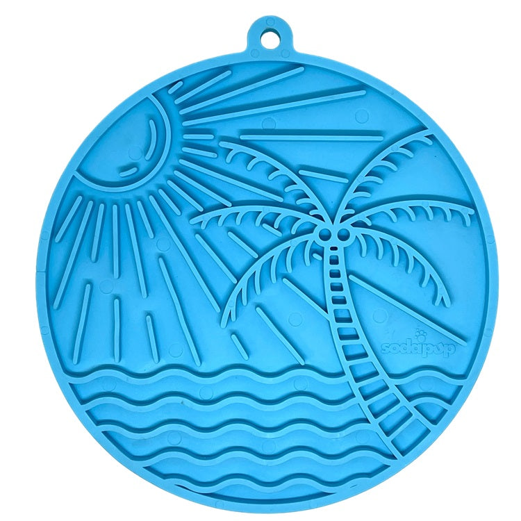 Sun n' Sea eMat - Enrichment Lick Mat For Dogs and Cats - With Suction Cups - Beach Design | USA Made - Doot's Pet LLC Collars For A Cause