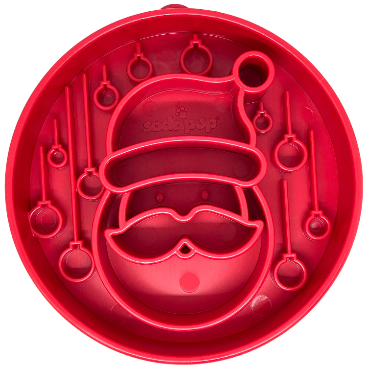 Santa Christmas eBowl Deep Slow Feeder Dog Bowl for Enrichment | USA Made