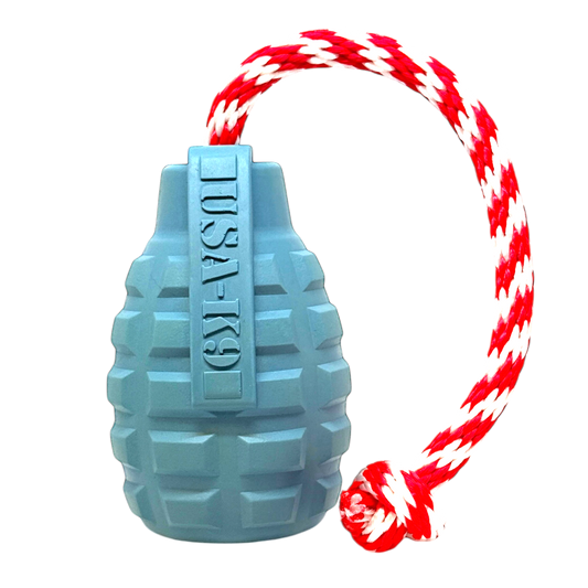 USA-K9 Grenade Shaped Rubber Dog Toy - Chew, Treat Dispenser & Tug Toy | USA - Doot's Pet LLC Collars For A Cause