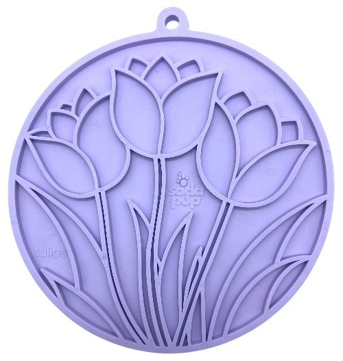 Tulip Design eMat - Enrichment Lick Mat For Dogs and Cats - With Suction Cups | USA Made - Doot's Pet LLC Collars For A Cause