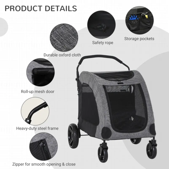 Foldable Pet Stroller with Storage Pocket