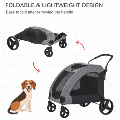 Foldable Pet Stroller with Storage Pocket