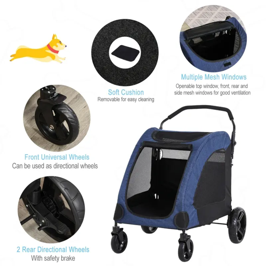 Foldable Pet Stroller with Storage Pocket