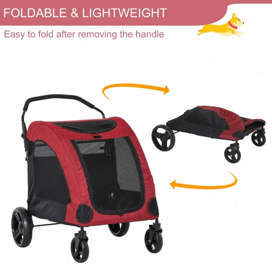 Foldable Pet Stroller with Storage Pocket