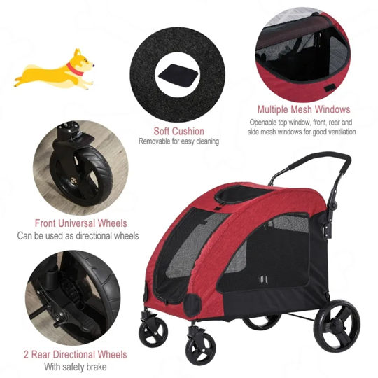 Foldable Pet Stroller with Storage Pocket