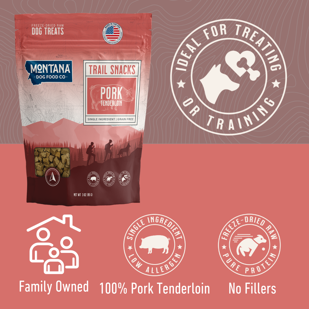 Pork Tenderloin Freeze-dried Raw Trail Snacks (Treats) for Dogs 3oz - Doot's Pet LLC Collars For A Cause