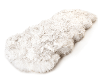 PupRug® Runner Faux Fur Memory Foam Dog Bed - Curve White with Brown Accents - Doot's Pet LLC Collars For A Cause