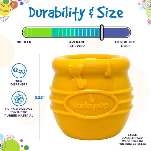 Honey Pot Dog eCup Treat Dispenser | Durable PUP-X Rubber Enrichment Toy | USA Made - Doot's Pet LLC Collars For A Cause