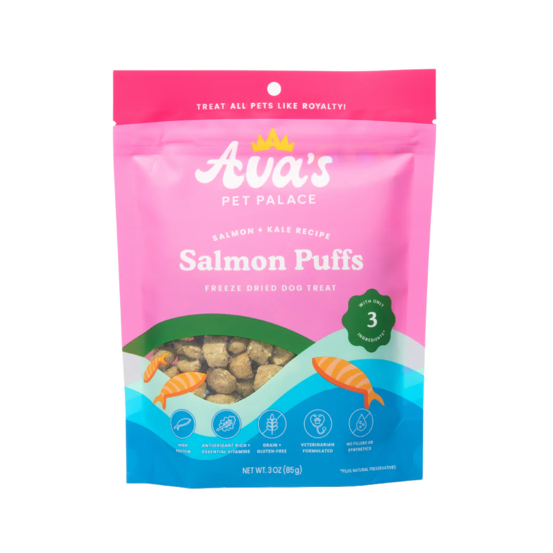 Ava's Pet Palace Freeze Dried Dog Treats - Salmon Puffs (3 oz) - Doot's Pet LLC Collars For A Cause