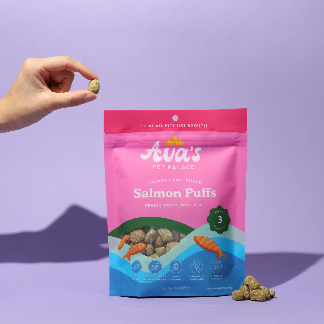 Ava's Pet Palace Freeze Dried Dog Treats - Salmon Puffs (3 oz) - Doot's Pet LLC Collars For A Cause